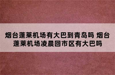 烟台蓬莱机场有大巴到青岛吗 烟台蓬莱机场凌晨回市区有大巴吗